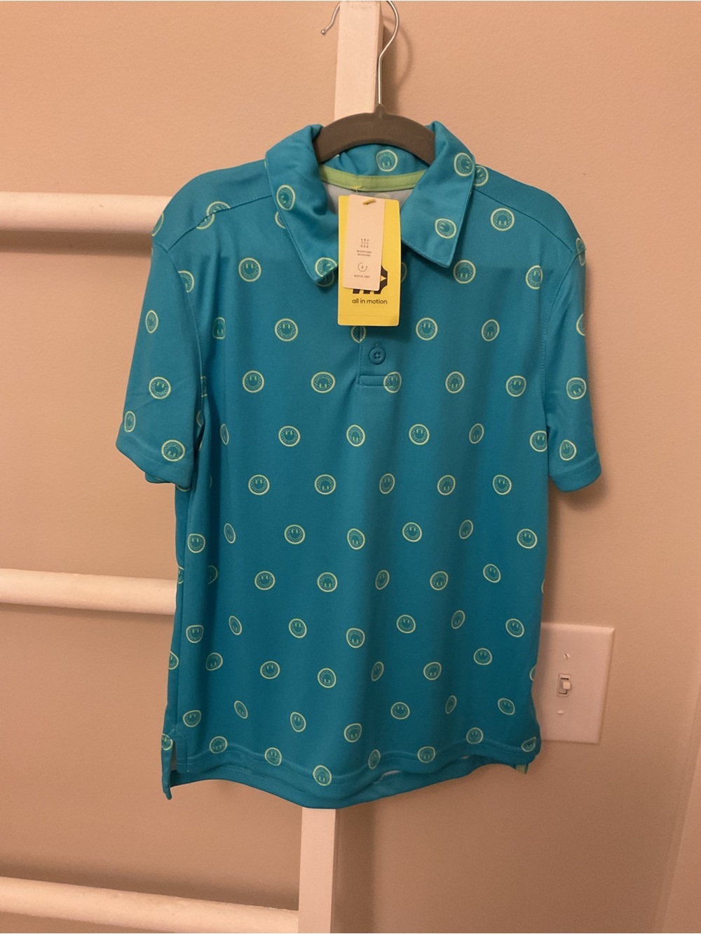 all in motion Turquoise Polo with Lime Paisley Accents